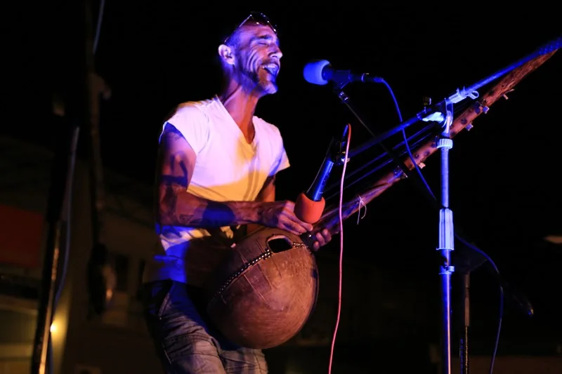 A musician performing at the 2015 Maun International Arts Festival